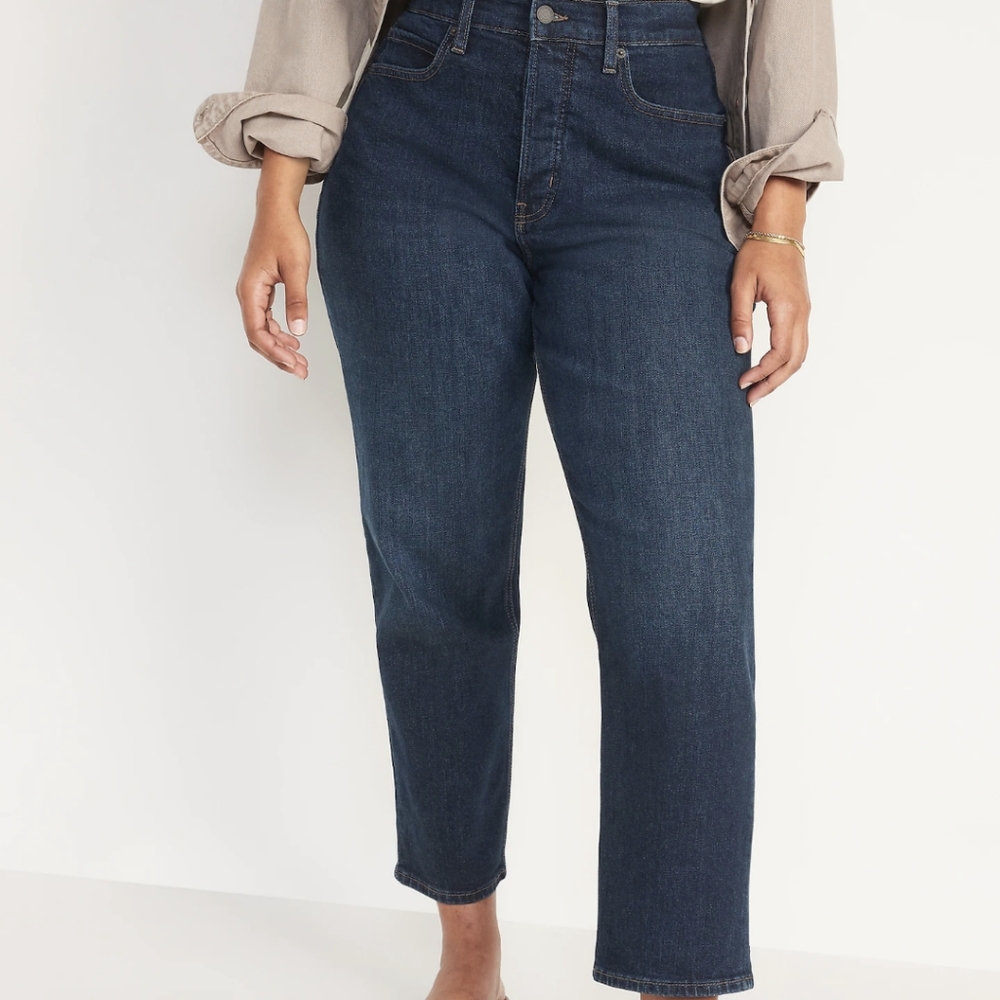 Old Navy Curvy Extra High-Waisted Button-Fly Sky-Hi Straight Jeans